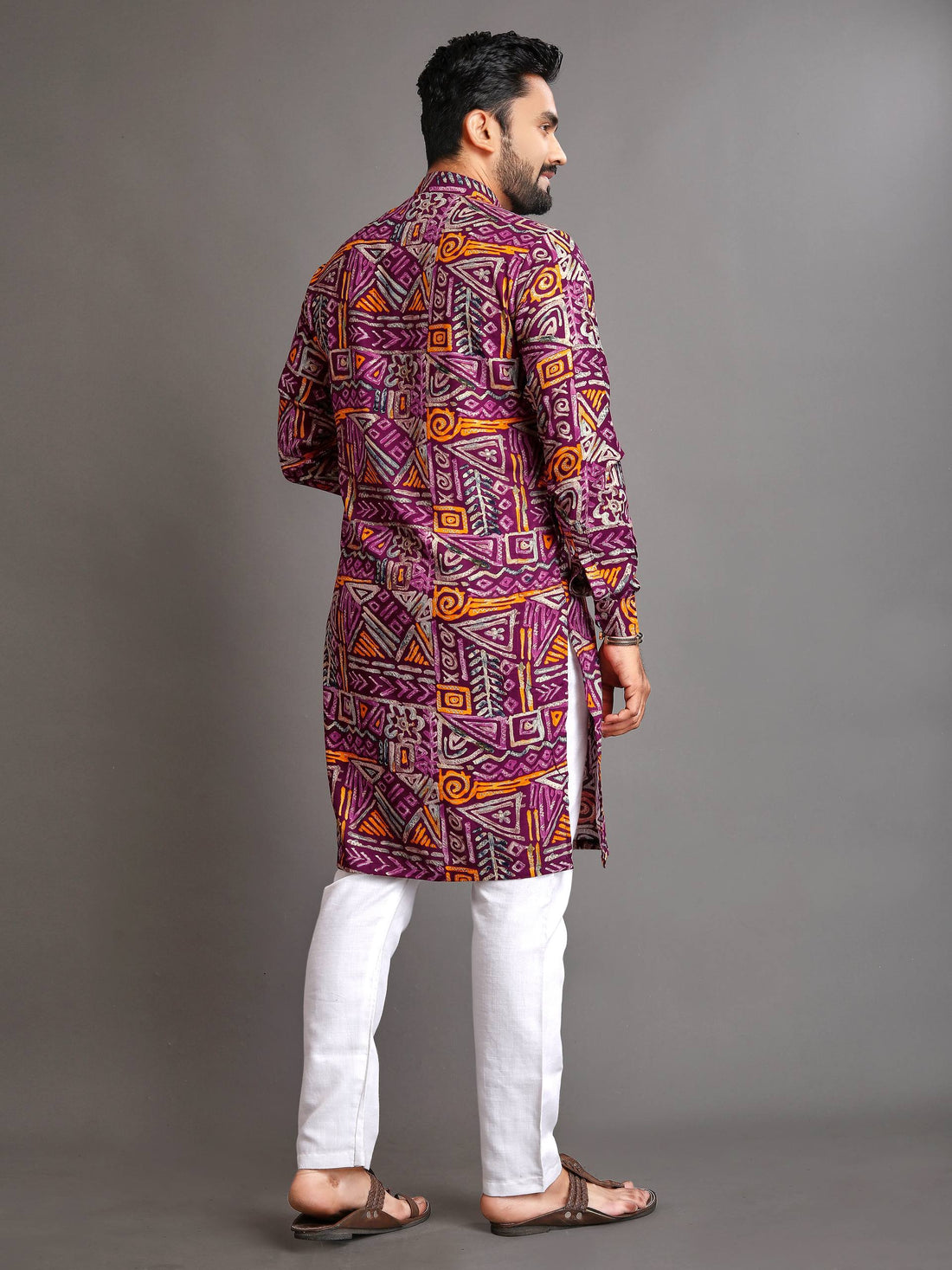 PREMIUM SOFT COTTON FOIL PRINT KURTA FOR MEN'S + PAJAMA (MULTI COLOR)